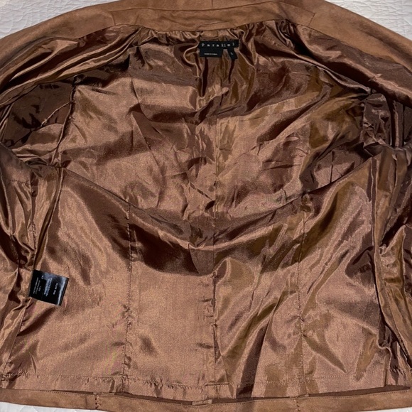 Parallel L Faux Suede Jacket Long Full Sleeves Brass Buttons closure with Ties - Picture 10 of 16